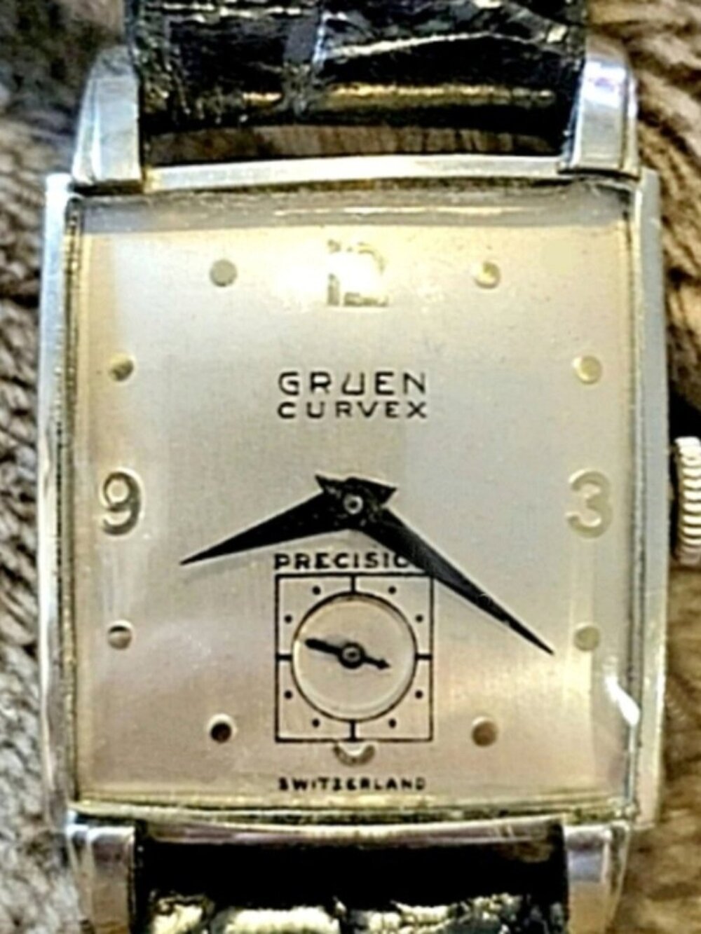 Men’s Silver Dial Leather Strap Watch - Black Strap